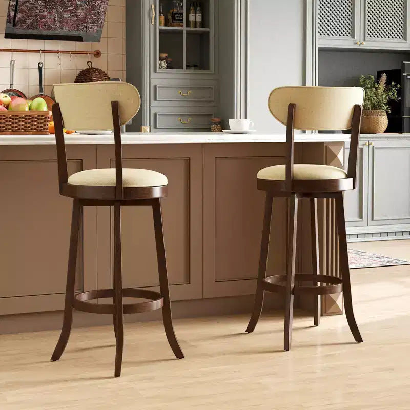 Costway 30.5 Bar Height Chairs Set of 2 Swivel High Barstool w/ Padded Seat & Backrest