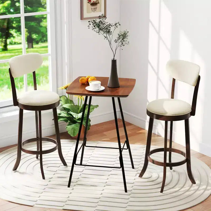Costway 30.5 Bar Height Chairs Set of 2 Swivel High Barstool w/ Padded Seat & Backrest