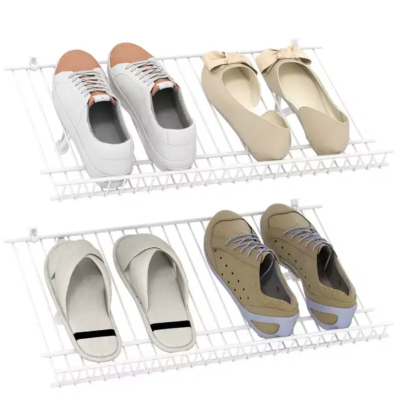 Costway Set of 2 Metal Wire Shelving Unit Sloping Shoe Racks w/ Heightened Edge