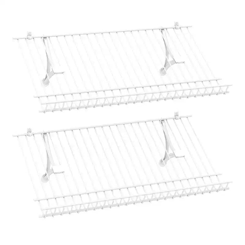 Costway Set of 2 Metal Wire Shelving Unit Sloping Shoe Racks w/ Heightened Edge