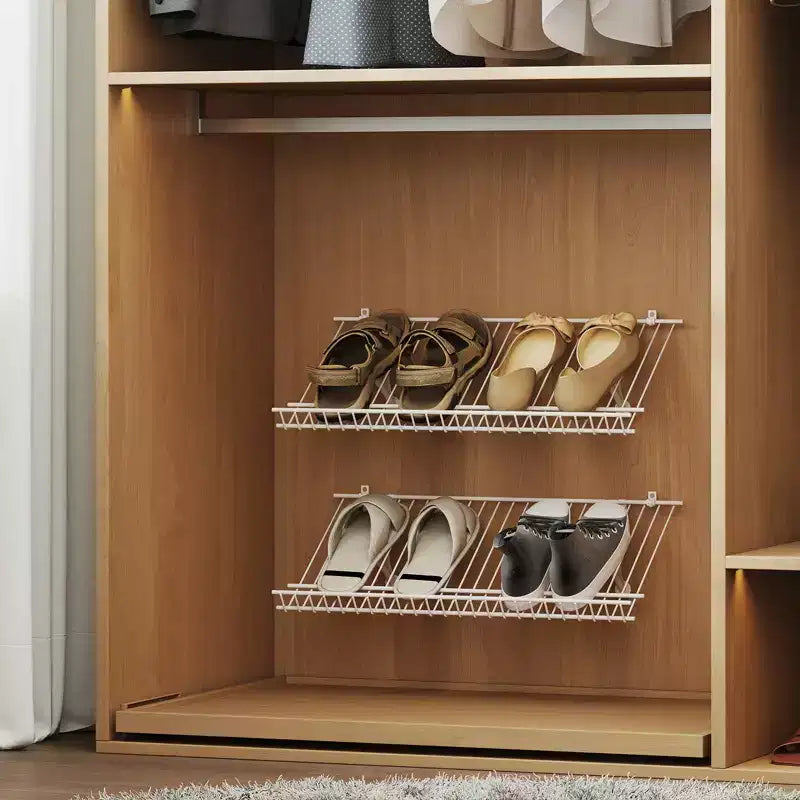 Costway Set of 2 Metal Wire Shelving Unit Sloping Shoe Racks w/ Heightened Edge