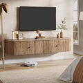 Lantine Floating TV Stand, 55-Inch Wall Mounted TV Console with 2 Fluted Drawers, Modern Media Console Entertainment Center for Living Room