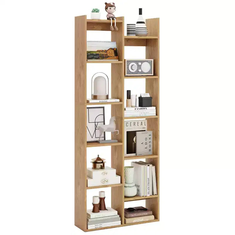 Costway 2PCS 11-Tier Bookcase w/ Anti-Tipping Kits Wood Display Shelf Tree-Shaped