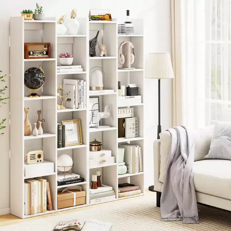 Costway 2PCS 11-Tier Bookcase w/ Anti-Tipping Kits Wood Display Shelf Tree-Shaped