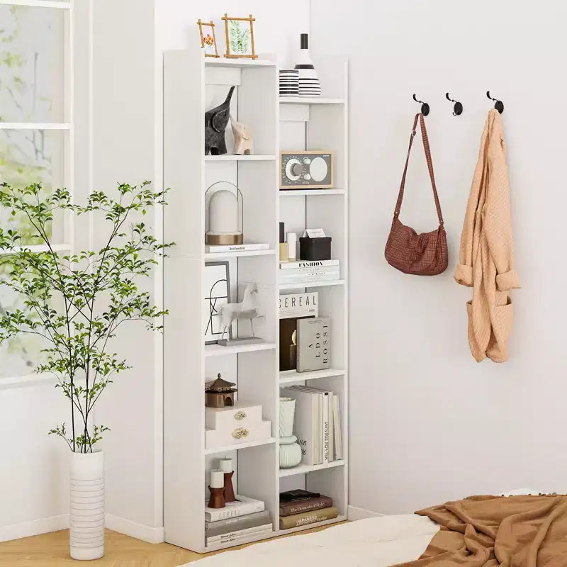 Costway 2PCS 11-Tier Bookcase w/ Anti-Tipping Kits Wood Display Shelf Tree-Shaped