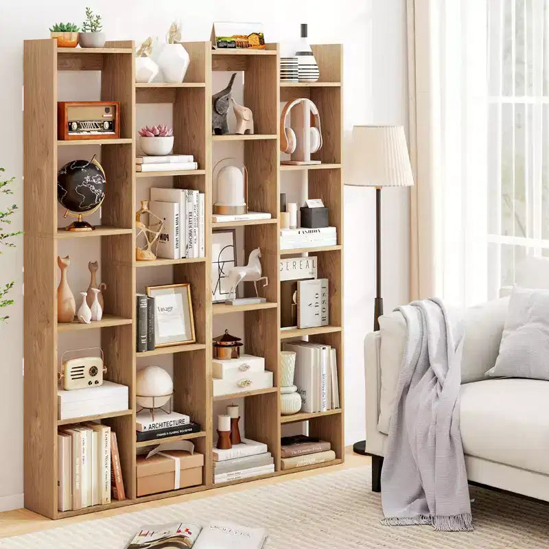 Costway 2PCS 11-Tier Bookcase w/ Anti-Tipping Kits Wood Display Shelf Tree-Shaped