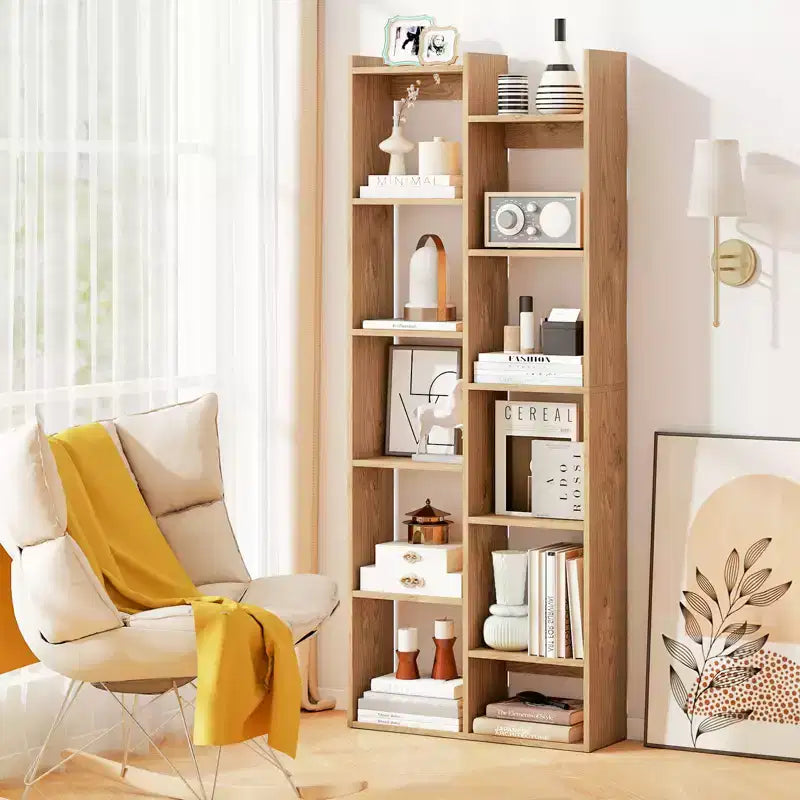 Costway 2PCS 11-Tier Bookcase w/ Anti-Tipping Kits Wood Display Shelf Tree-Shaped