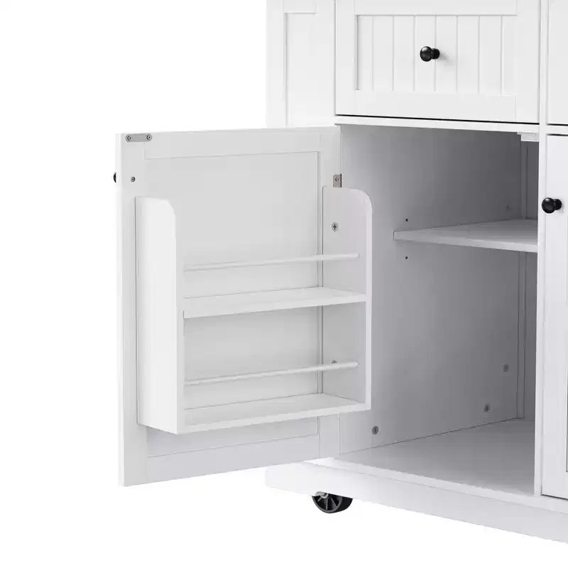 Kitchen Island with Drop Leaf and Wheels, Kitchen Storage Cart with Drawers and Storage Rack, Rolling Kitchen Island with Power Outlet