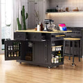 Kitchen Island with Drop Leaf and Wheels, Kitchen Storage Cart with Drawers and Storage Rack, Rolling Kitchen Island with Power Outlet