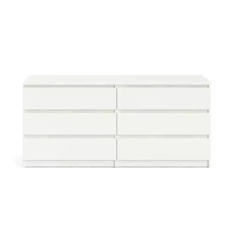 Engineered Wood Dresser WIth 6 Drawer for Bedroom Living Room Hallway White