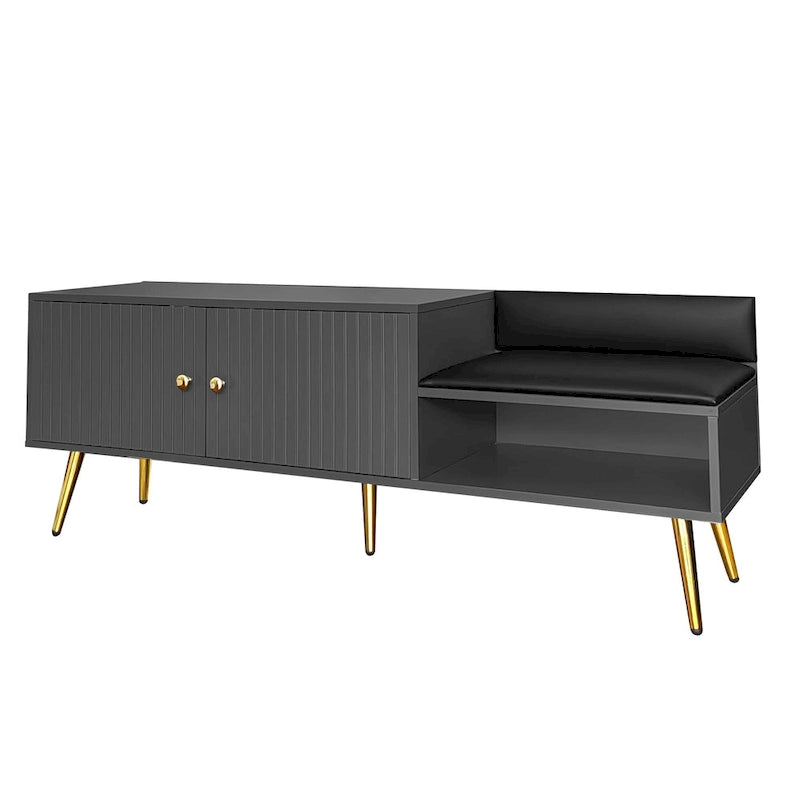 Banc à chaussures moderne avec rangement dissimulé et coussins rembourrés