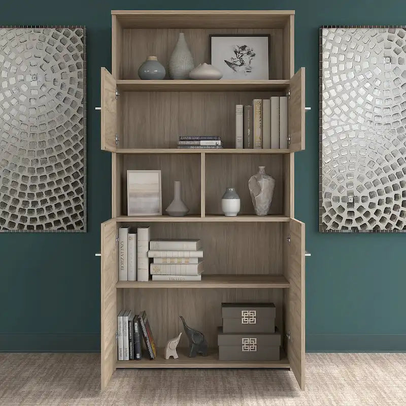 Bibliothèque à 5 étagères et 4 portes