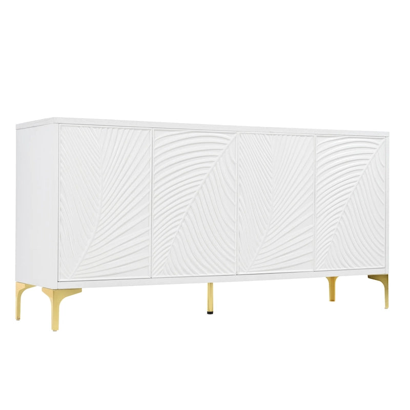 Meuble de rangement multifonctionnel, buffet à quatre portes avec texture unique