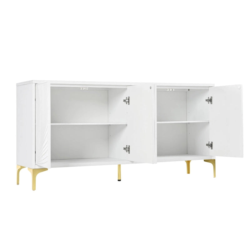 Meuble de rangement multifonctionnel, buffet à quatre portes avec texture unique