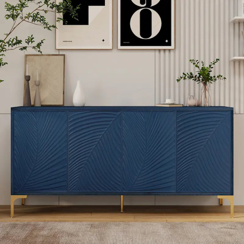 Meuble de rangement multifonctionnel, buffet à quatre portes avec texture unique