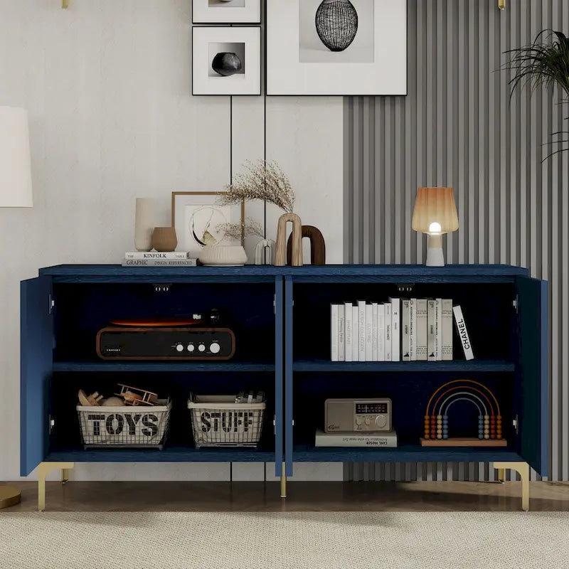 Meuble de rangement multifonctionnel, buffet à quatre portes avec texture unique