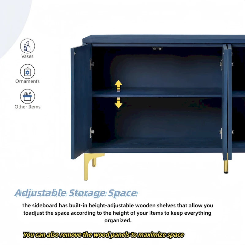 Meuble de rangement multifonctionnel, buffet à quatre portes avec texture unique