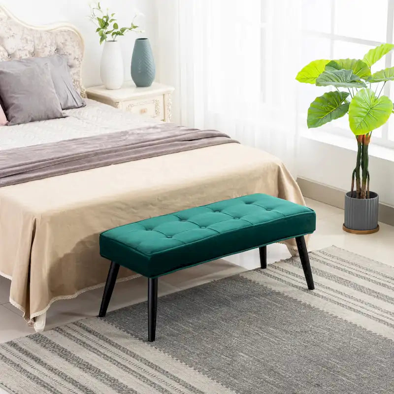Banc de rangement capitonné en velours