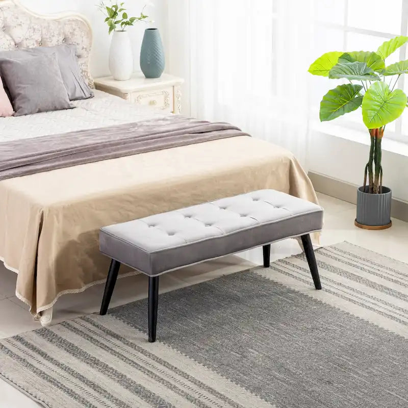 Banc de rangement capitonné en velours