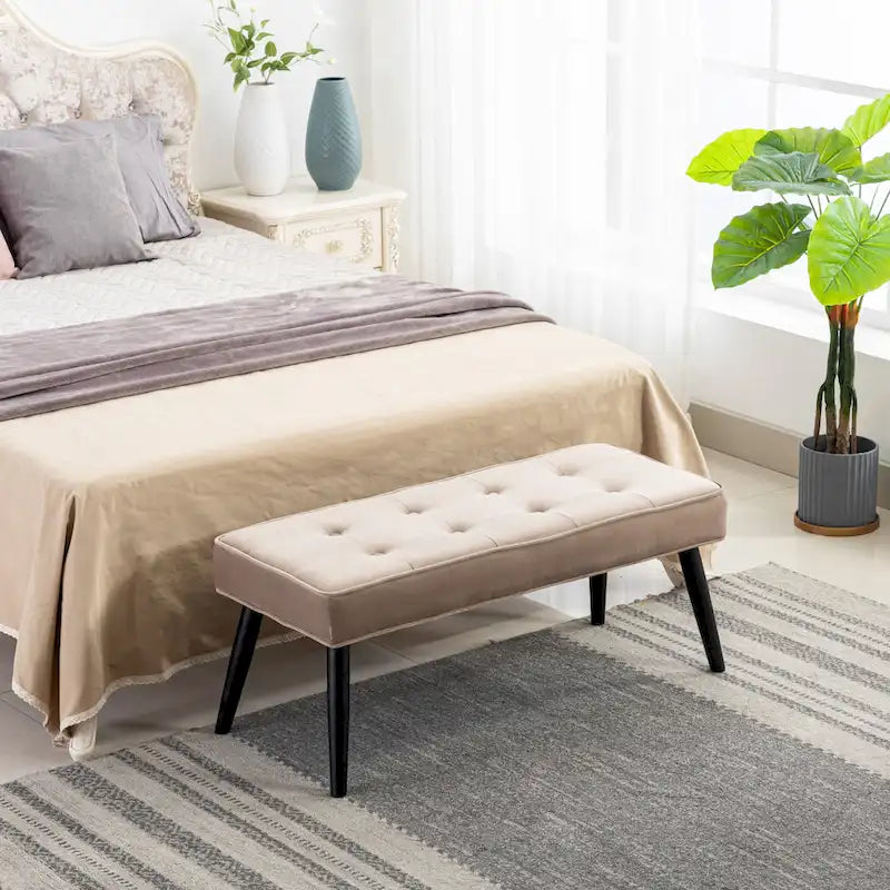 Banc de rangement capitonné en velours