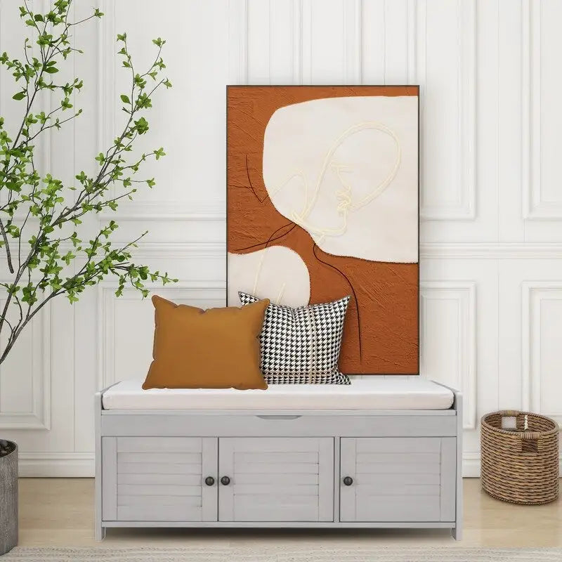 Banc de rangement à chaussures en bois avec coussin pour entrée