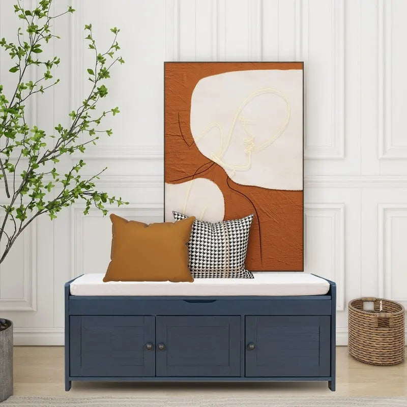 Banc de rangement à chaussures en bois avec coussin pour entrée