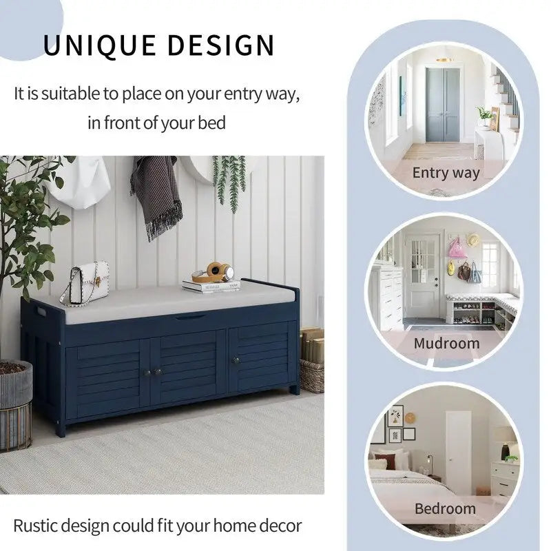 Banc de rangement à chaussures en bois avec coussin pour entrée