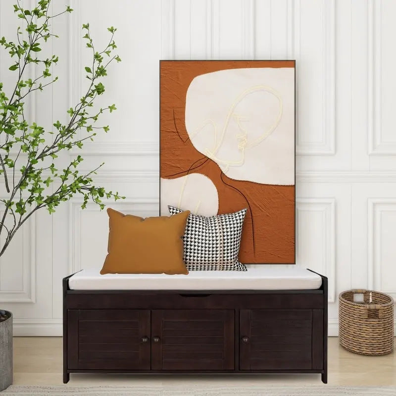 Banc de rangement à chaussures en bois avec coussin pour entrée