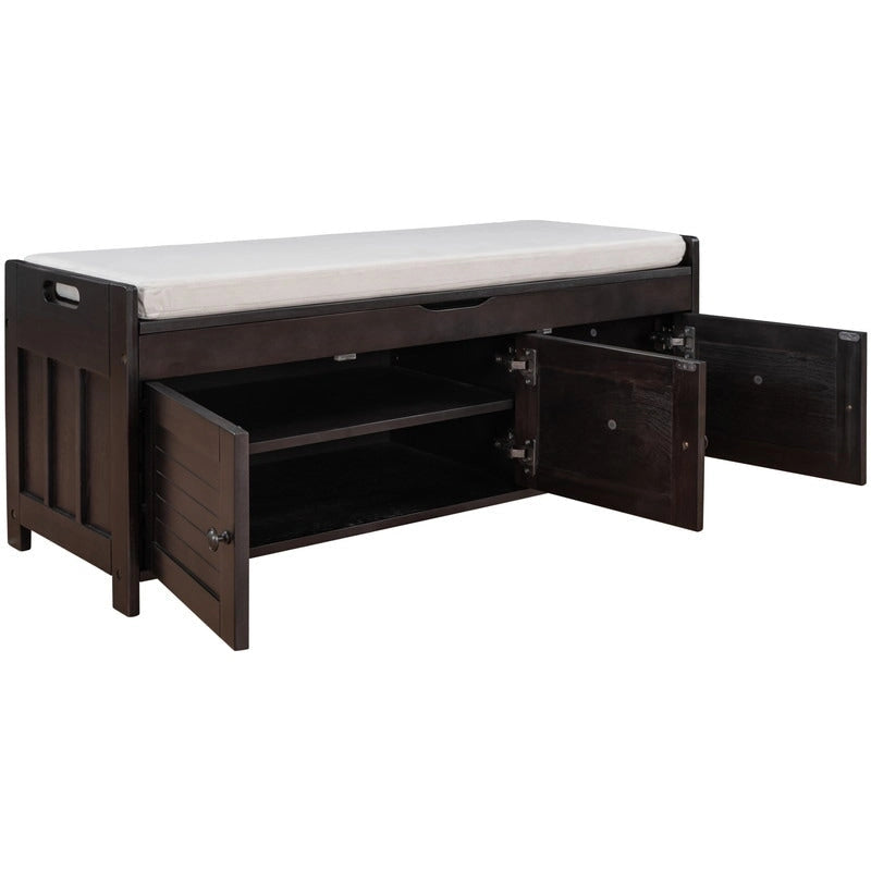Banc de rangement à chaussures en bois avec coussin pour entrée