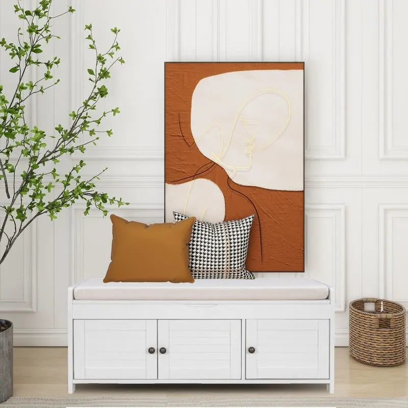 Banc de rangement à chaussures en bois avec coussin pour entrée
