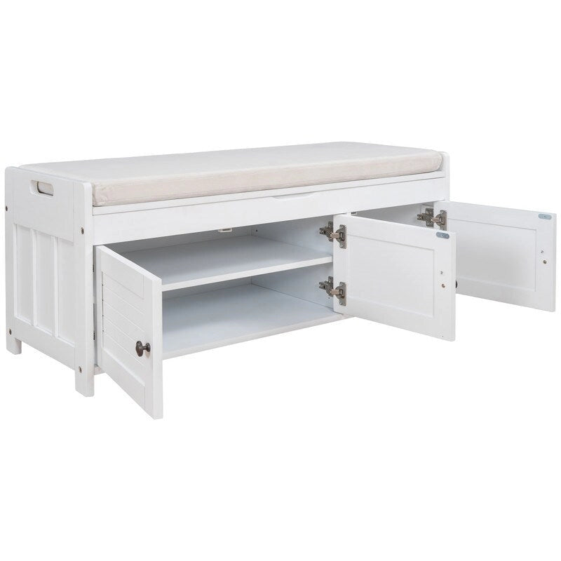 Banc de rangement à chaussures en bois avec coussin pour entrée