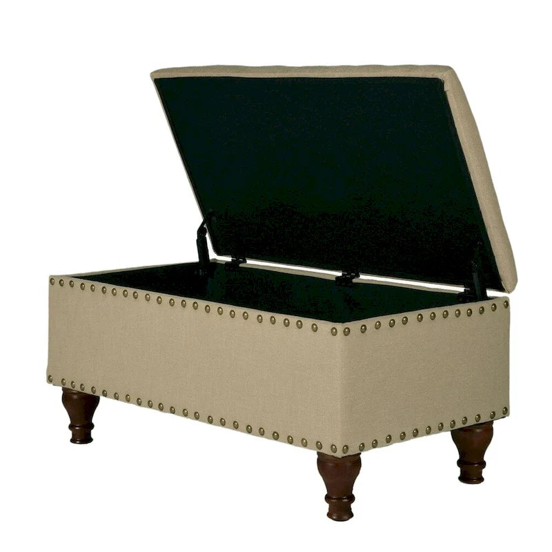 Banc de rangement clouté