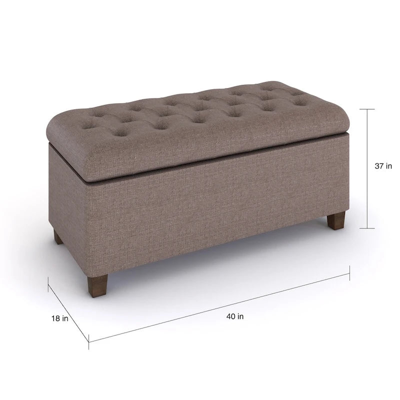 Banc de rangement capitonné marron