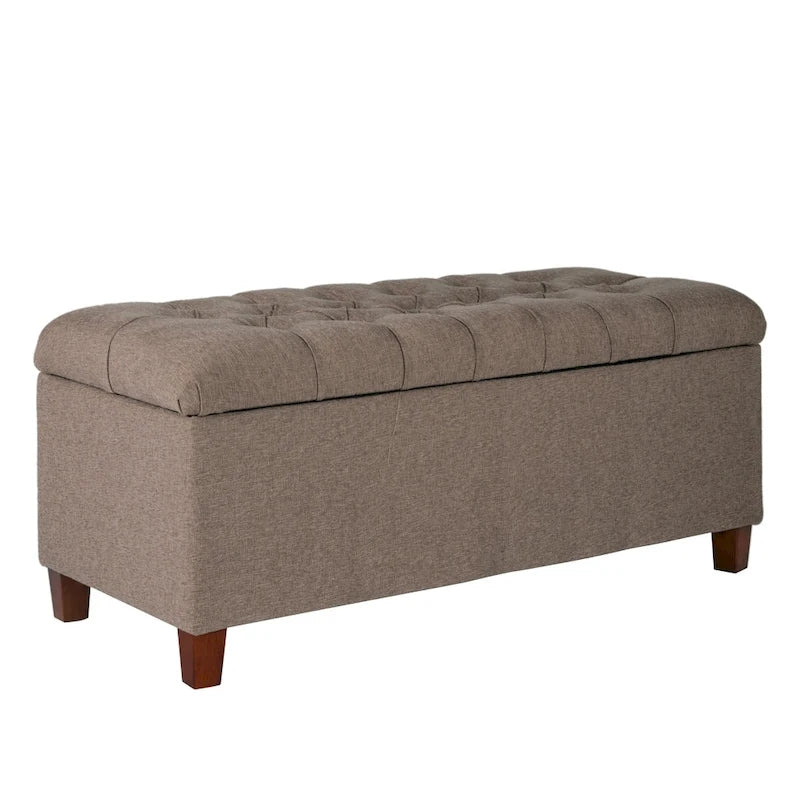 Banc de rangement capitonné marron