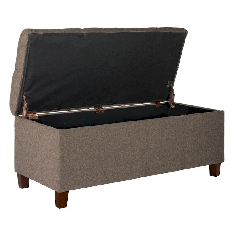 Banc de rangement capitonné marron