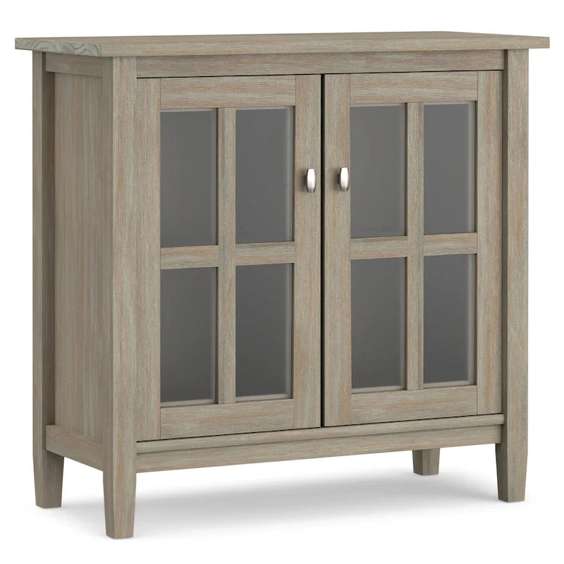 Meuble de rangement bas de style transitionnel en bois massif, 81 cm de large