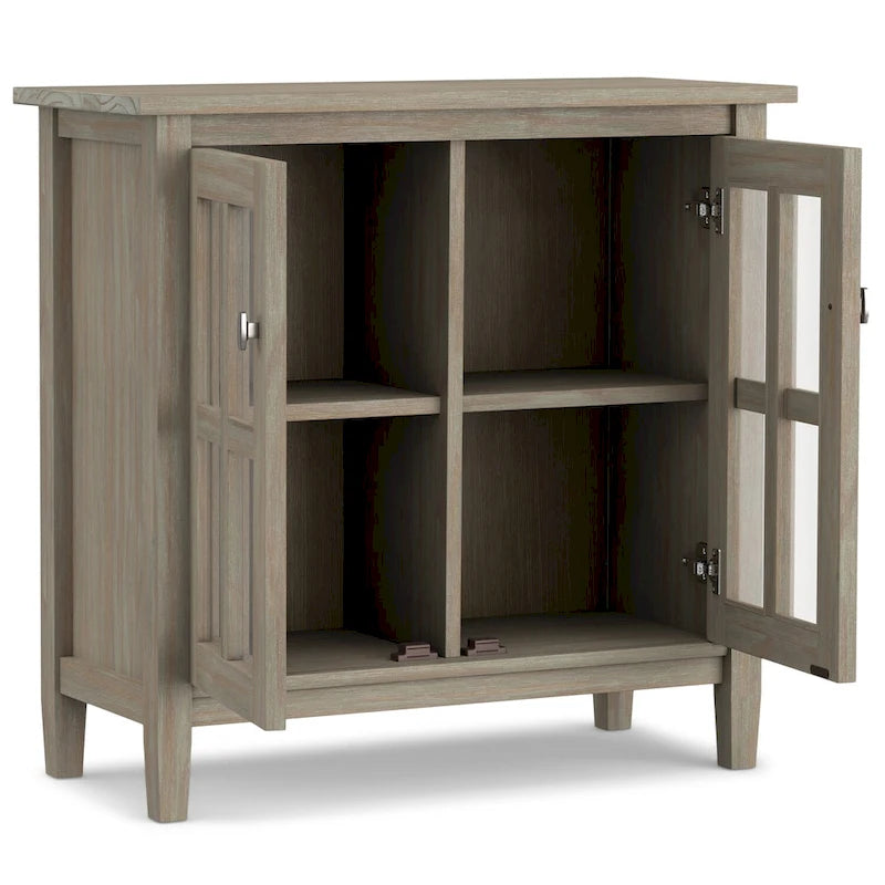 Meuble de rangement bas de style transitionnel en bois massif, 81 cm de large
