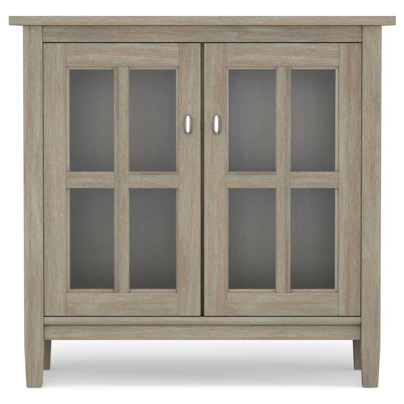 Meuble de rangement bas de style transitionnel en bois massif, 81 cm de large