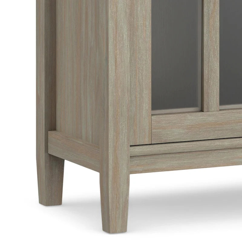 Meuble de rangement bas de style transitionnel en bois massif, 81 cm de large