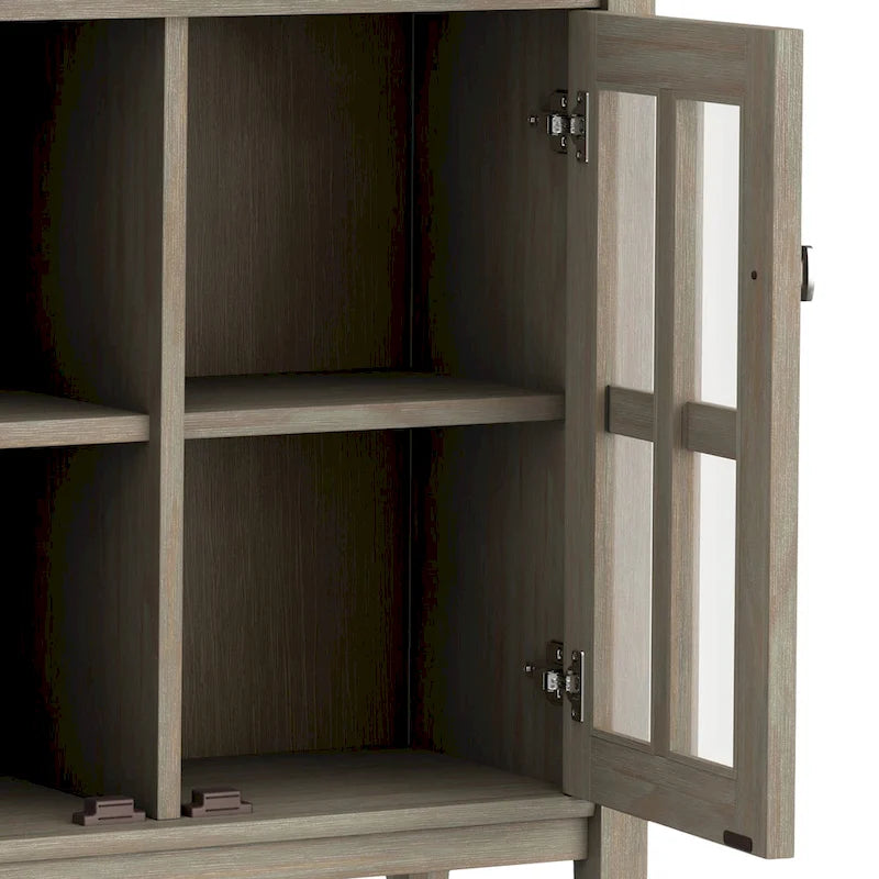 Meuble de rangement bas de style transitionnel en bois massif, 81 cm de large