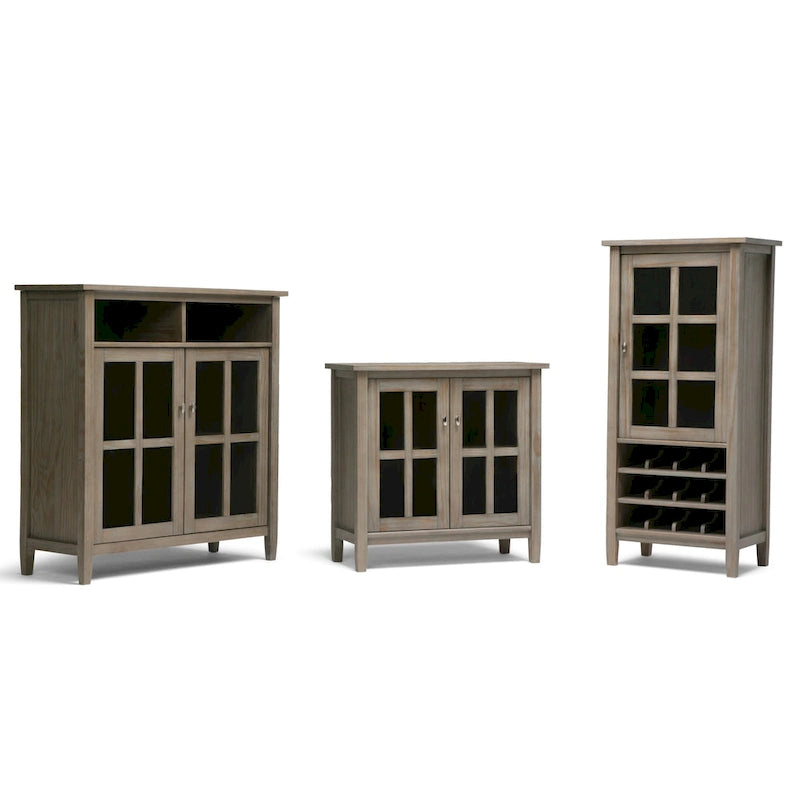 Meuble de rangement bas de style transitionnel en bois massif, 81 cm de large