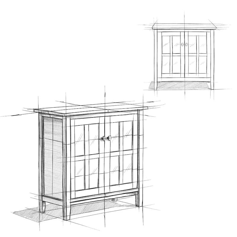Meuble de rangement bas de style transitionnel en bois massif, 81 cm de large