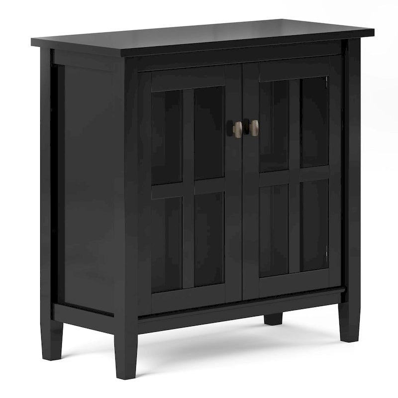 Meuble de rangement bas de style transitionnel en bois massif, 81 cm de large