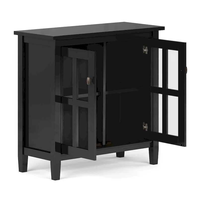 Meuble de rangement bas de style transitionnel en bois massif, 81 cm de large
