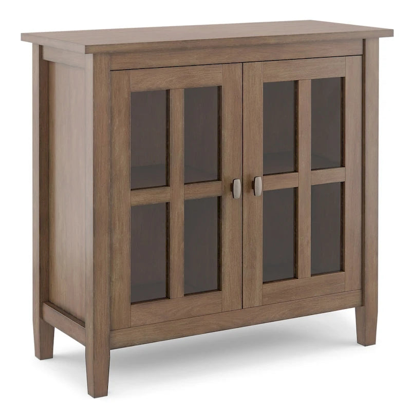 Meuble de rangement bas de style transitionnel en bois massif, 81 cm de large