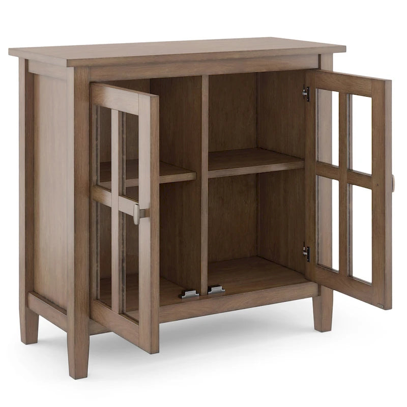 Meuble de rangement bas de style transitionnel en bois massif, 81 cm de large