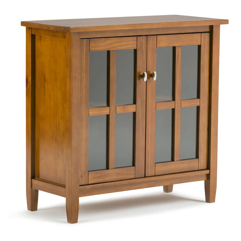 Meuble de rangement bas de style transitionnel en bois massif, 81 cm de large