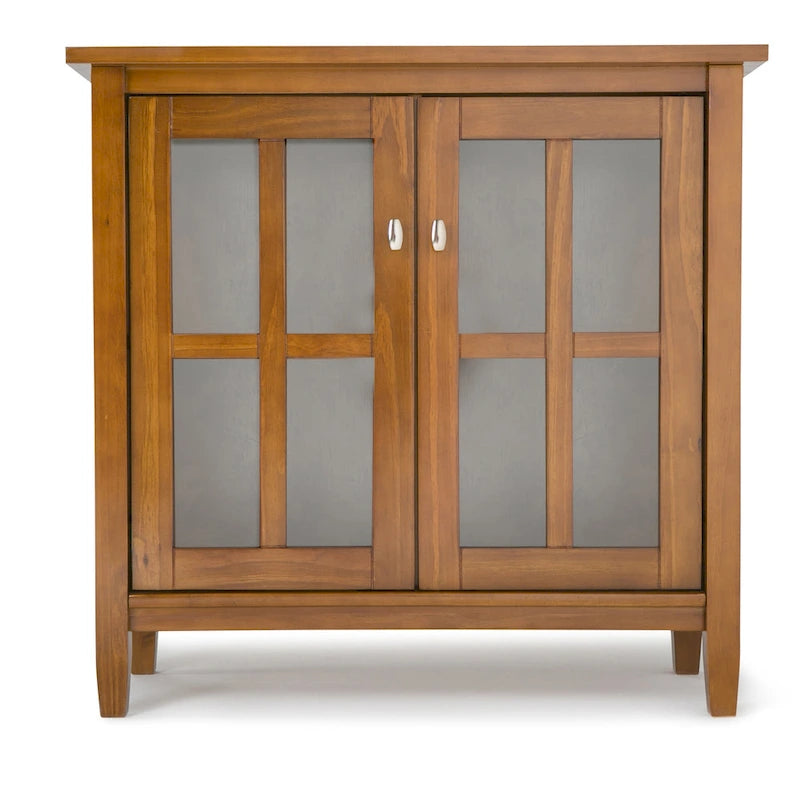Meuble de rangement bas de style transitionnel en bois massif, 81 cm de large