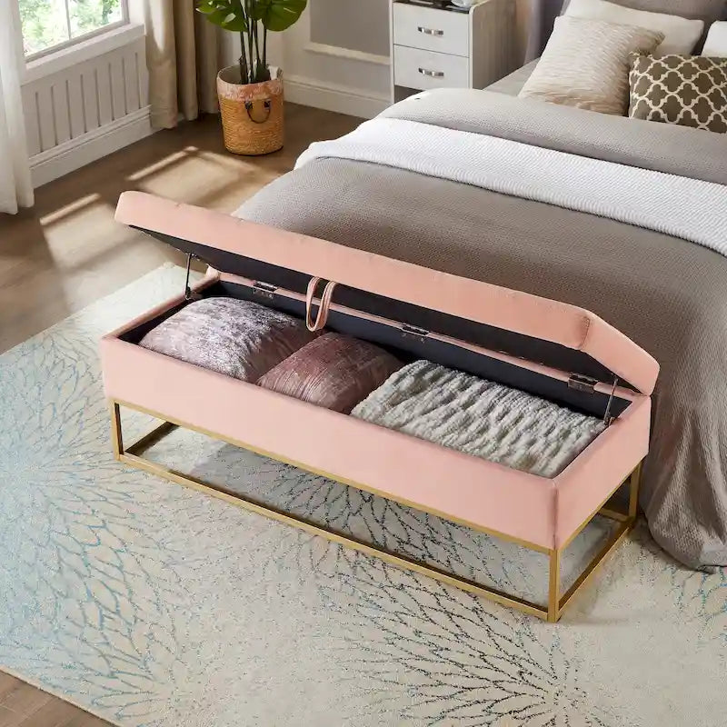 58,6 Banc de lit avec base en métal et rangement