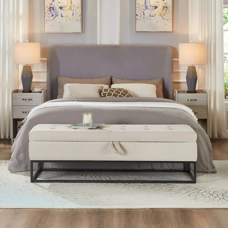 58.6 Bed Bench Metal Base with Storage